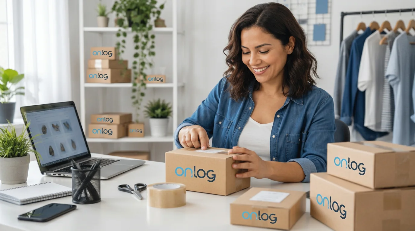 Empreendedora preparando pedidos de sua loja virtual