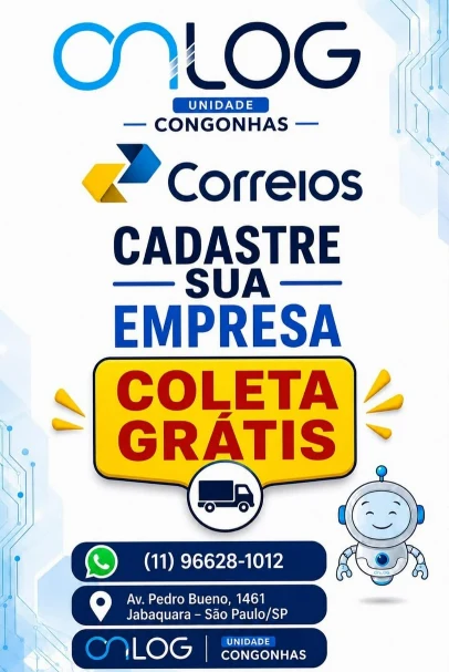 Cadastre sua empresa na Onlog Congonhas e tenha coleta grátis com Correios